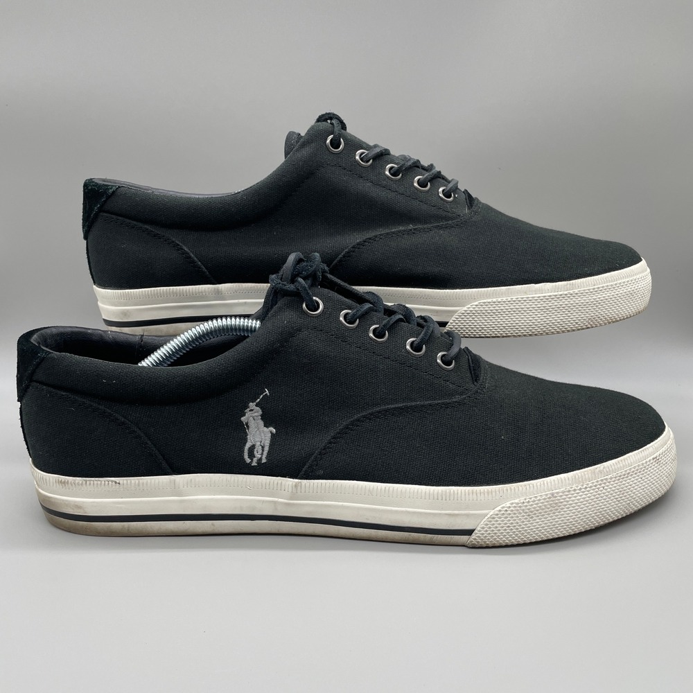 Polo Ralph Lauren Vaughn Sneakers Mens 13D Black Canvas Suede Low Top Shoes